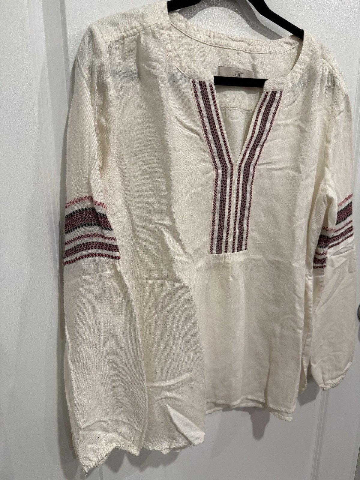 LOFT Lightweight Sz Large Boho Peseant Tunic Top cottagecore Cruise
