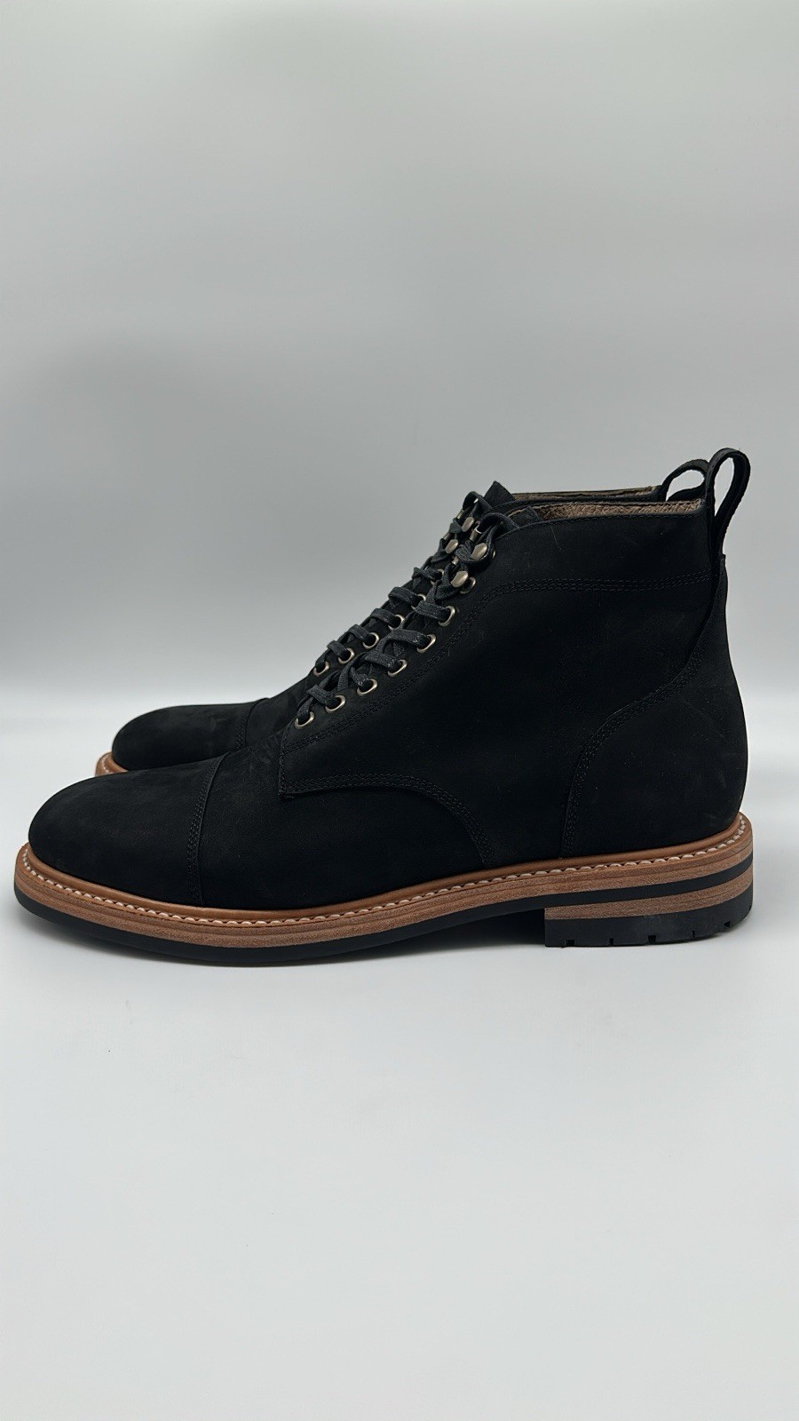 Taylor Stitch Cap Toe Moto Boot in Weatherproof Black Suede Men’s Size 12 D NEW