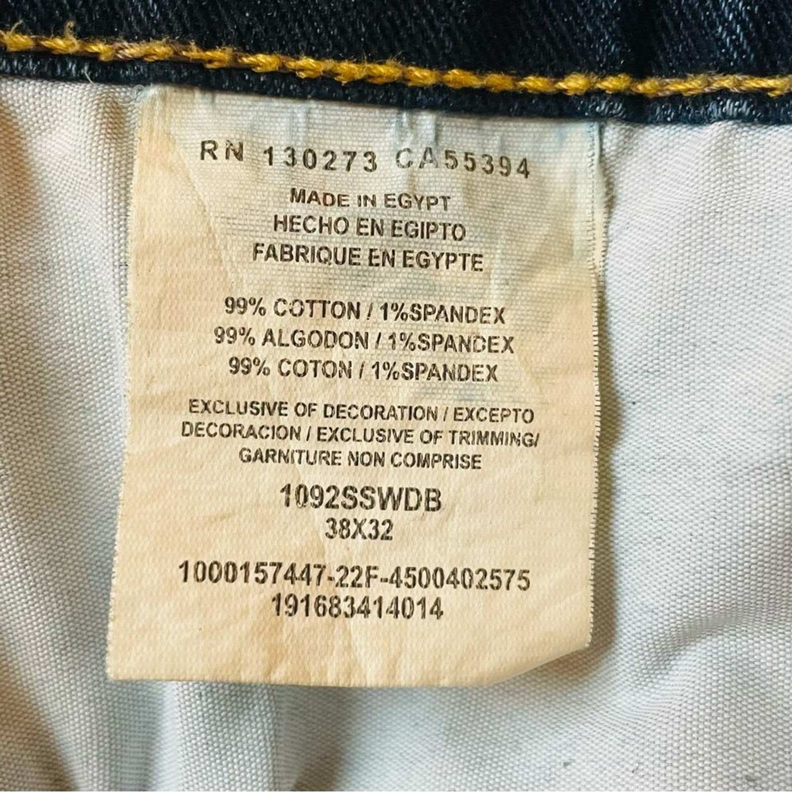 Wrangler Slim Straight Dark Rinse Denim Jeans Size 38×32 99% Cotton 1% Spandex
