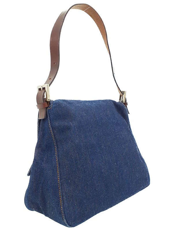Fendi Denim Mama Bucket 26325 Leather Brown Shoulder Bag Women’s #TB455