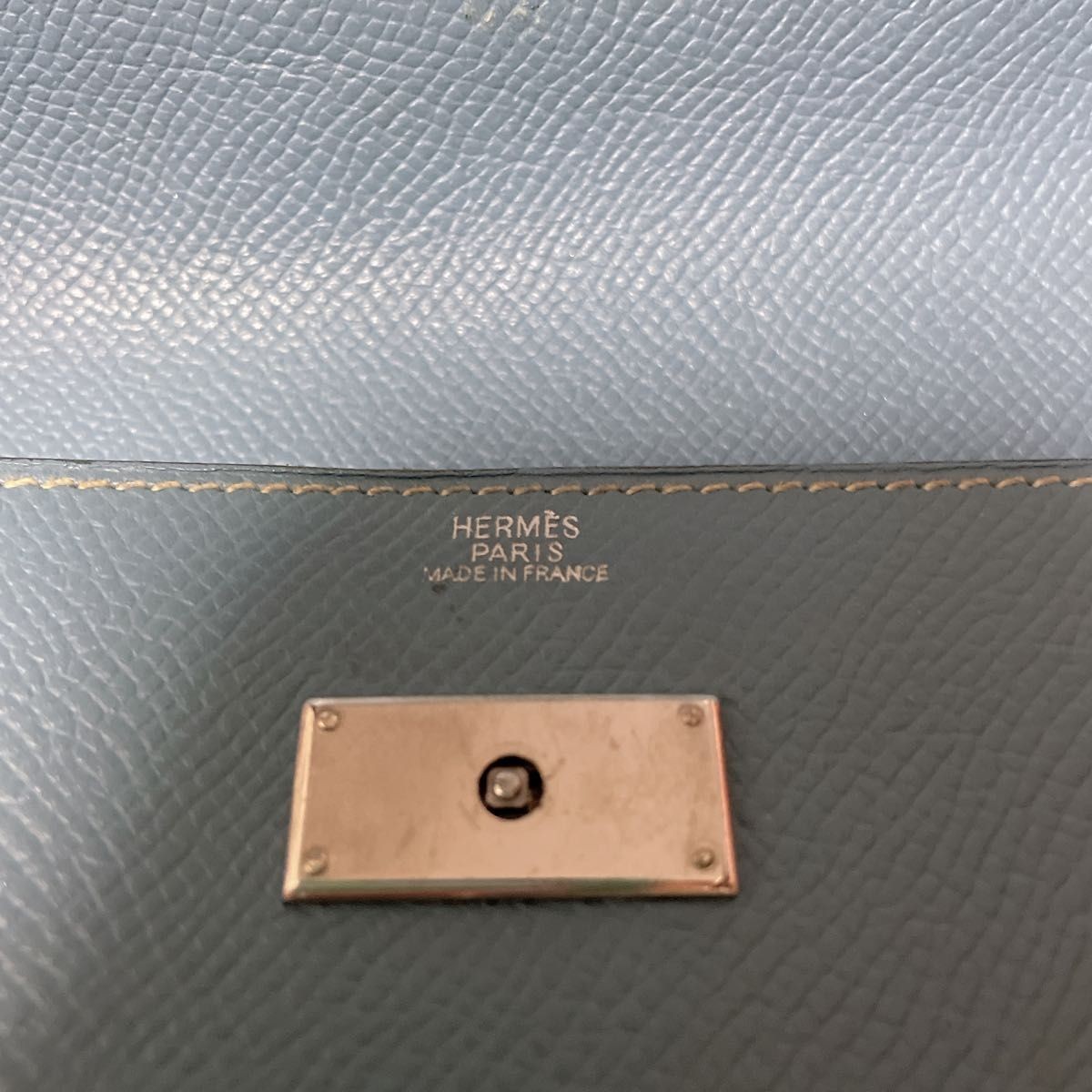 HERMES Paris Kelly Long Wallet Blue Jean Silver Folding Authentic Turn Lock