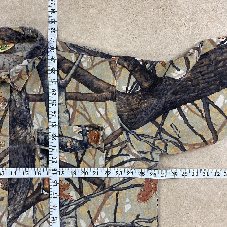 Vintage 80s Ideal Real Tree Camo Button Up Long Sleeve Shirt Size XL Brown