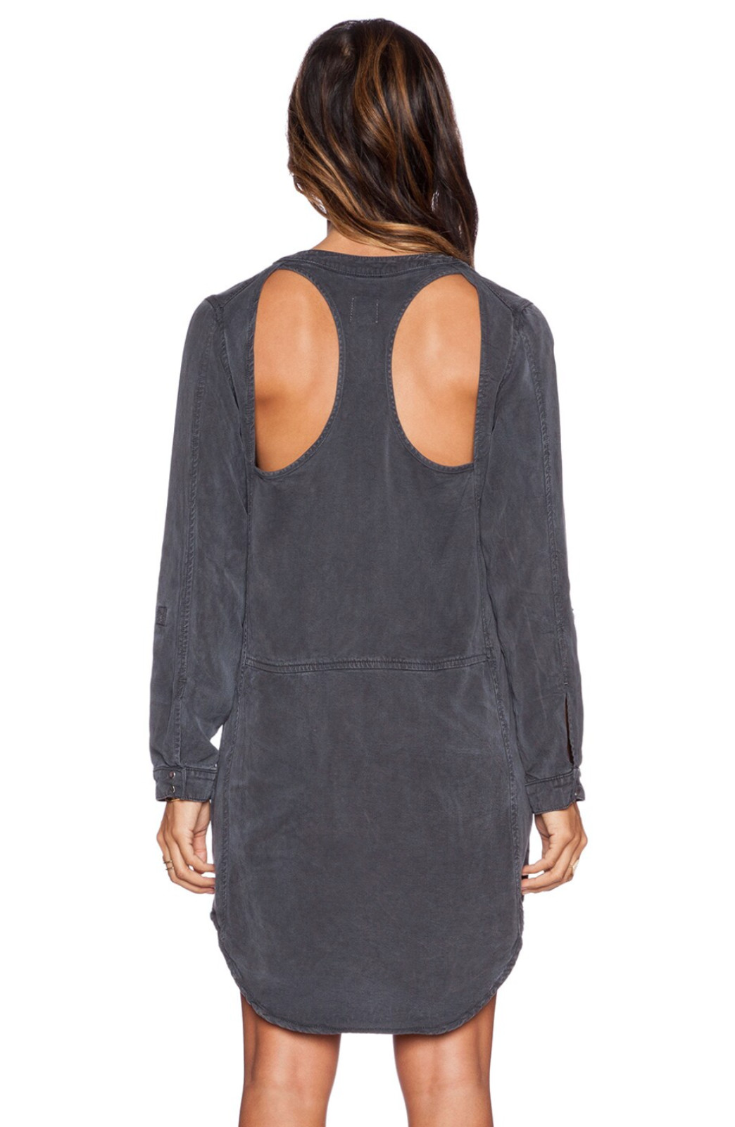 Design with Purpose DWP Vintage Ash Gray Chambray Tegan Shirt Dress Revolve S