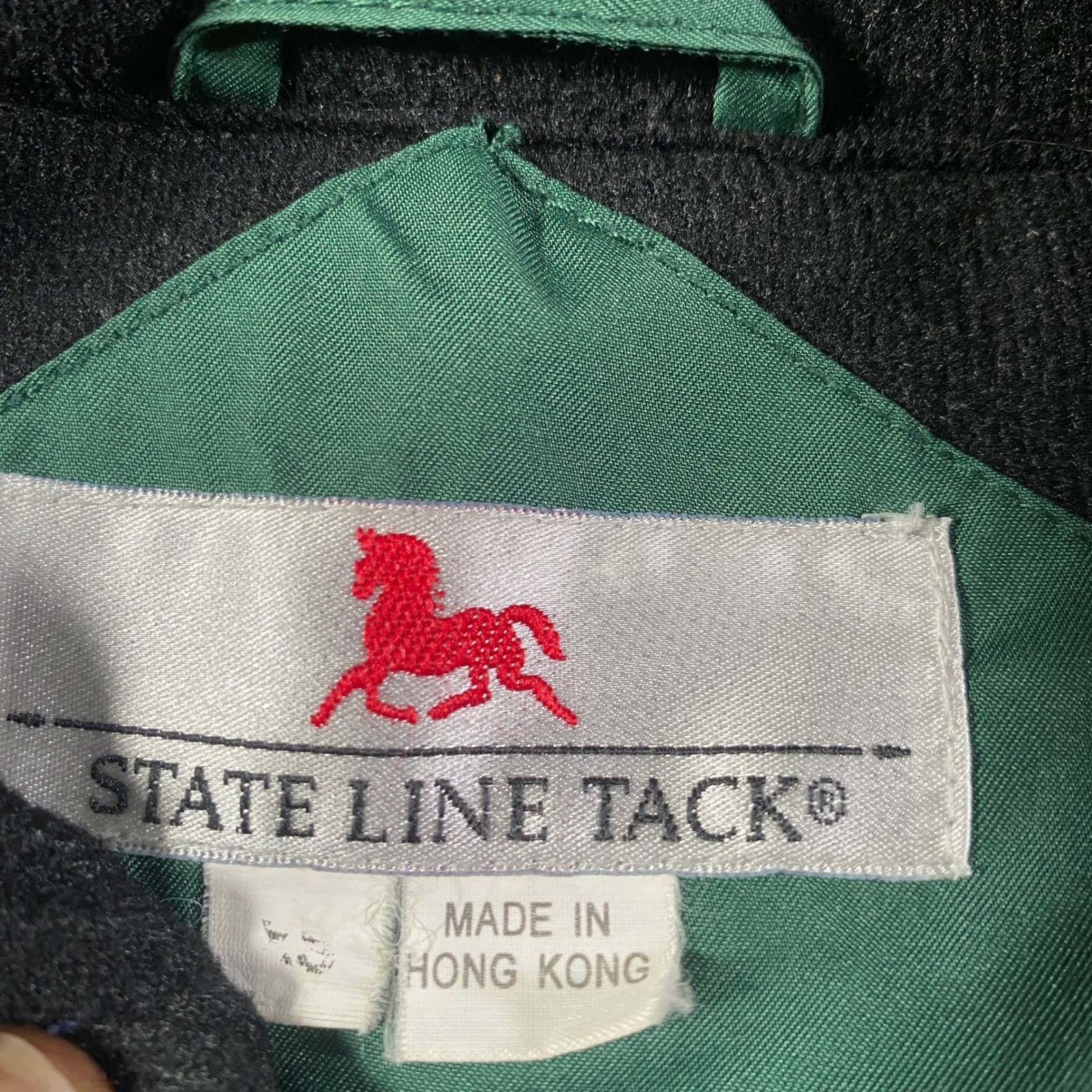 Vintage State Line Tack Mens Green Field Hunting Jacket Nylon Lined Drawstring