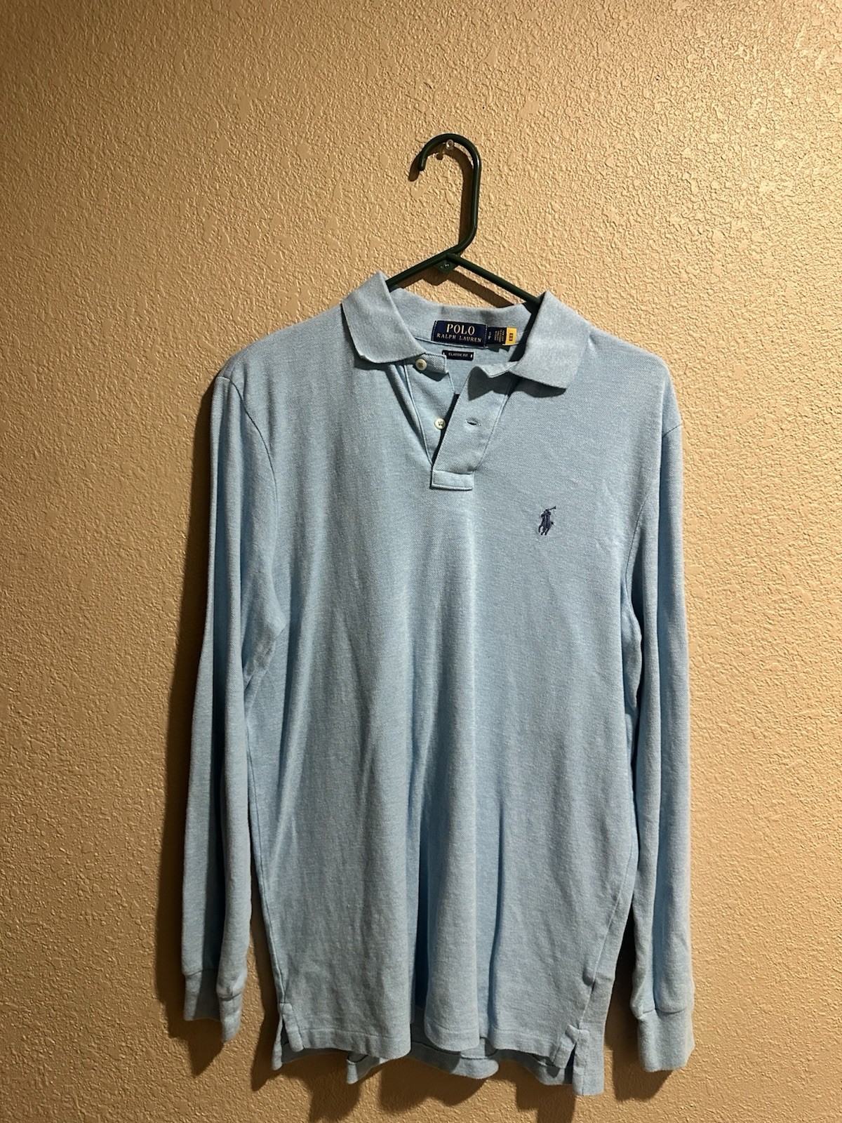 Polo Ralph Lauren Classic Fit Blue Long Sleeve Polo Shirt Men’s S Cotton Knit