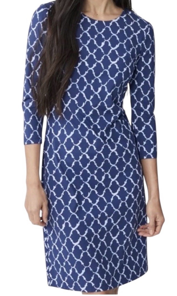 J.Mclaughlin Navy Chambray Mega Palm Spring Women’s M Coastal Resort New