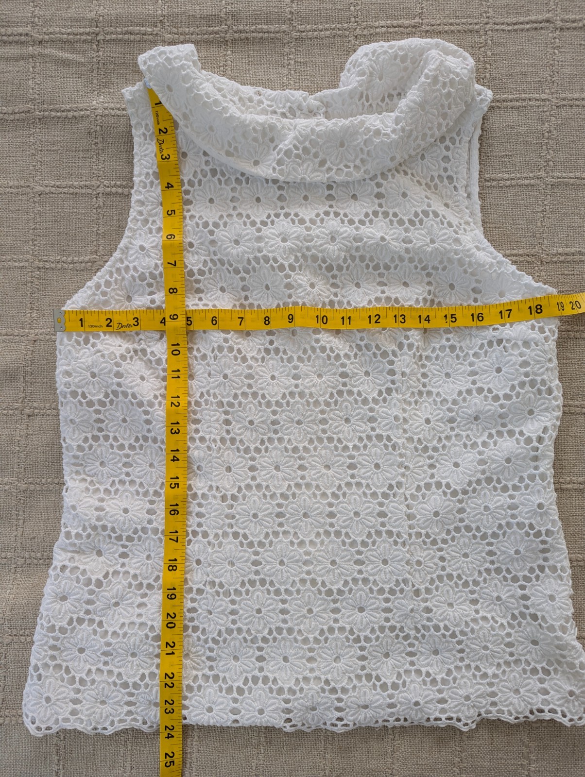 Talbots 8 White Eyelet Lace Shell Top Cotton Floral Sleeveless Peter Pan Collar