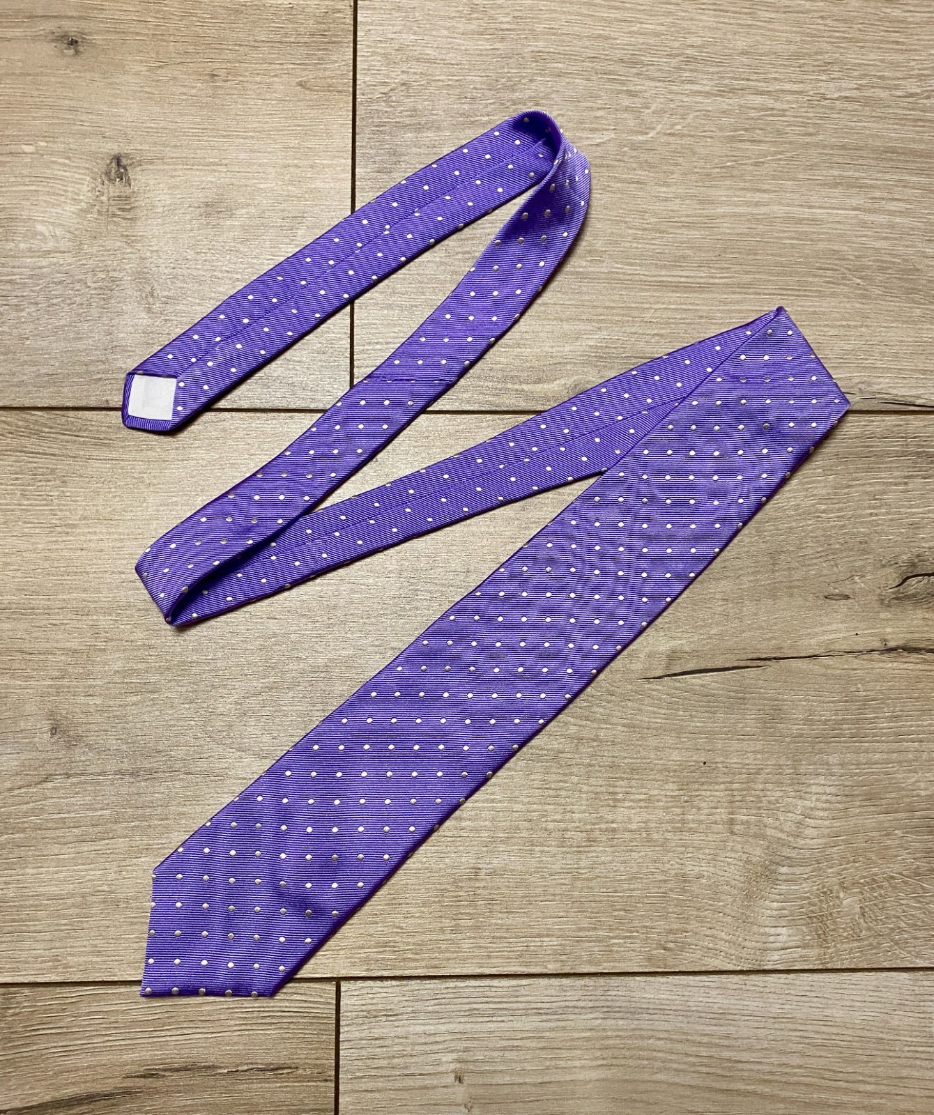 Rare Vintage Lanvin Paris 100% Silk Tie Purple Polka Dot Mother & Child France