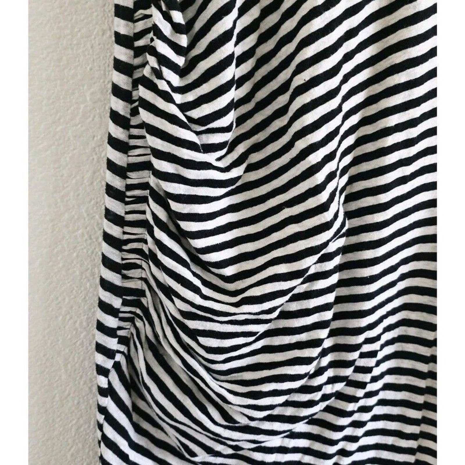 All Saints Tina T-Shirt Dress Size L Stripe Black Sleeveless Side-Slits Cotton