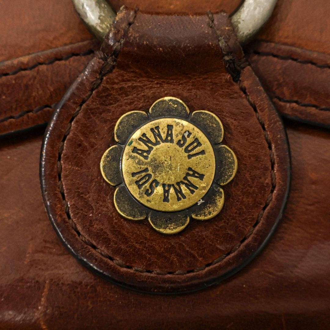 Anna Sui Leather Bifold Wallet Brown 5.3×3.7 inches Used