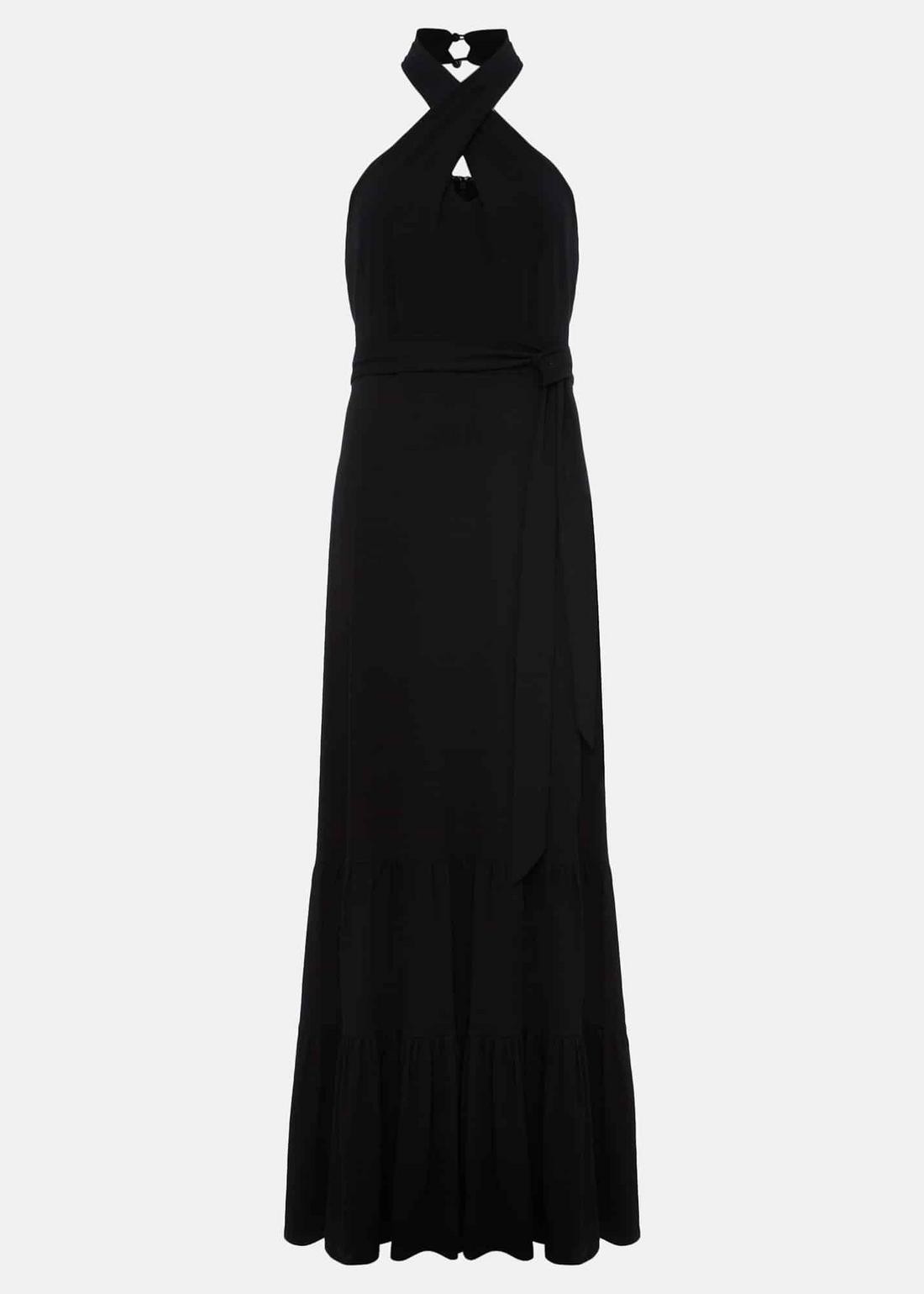 Phase Eight Valeria Halter Neck Maxi Black Dress Jersey Size 16 BNWT