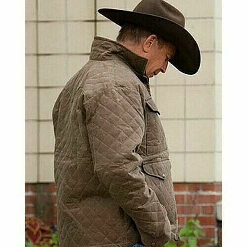 Mens Yellowstone Kevin Costner John Dutton Season 4 Brown Cotton Quilted Jacket