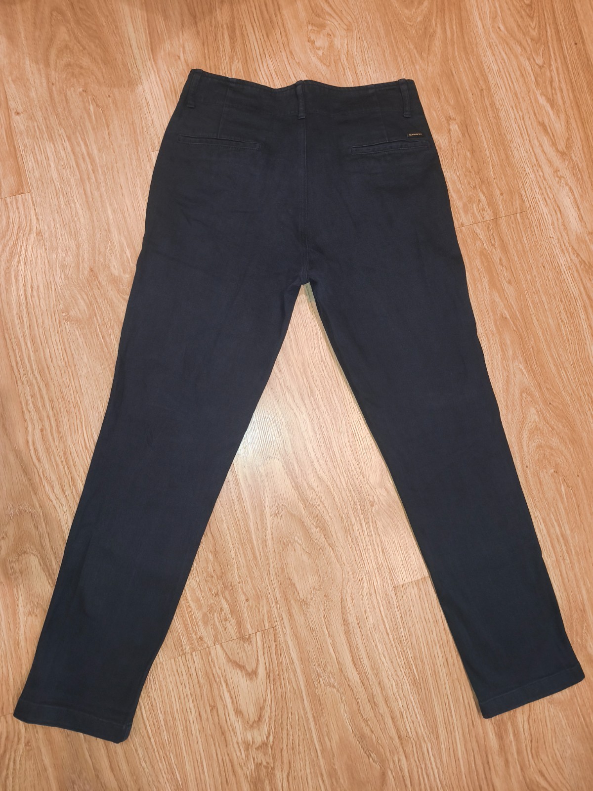 Sandro Paris Men’s Navy Blue Chino Pants Size 44 Cotton Blend Button Fly Slim
