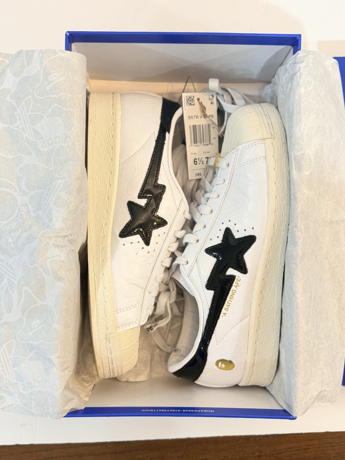 adidas Superstar x A Bathing Ape BAPE White/Black Low Top Lace-Up Sneakers