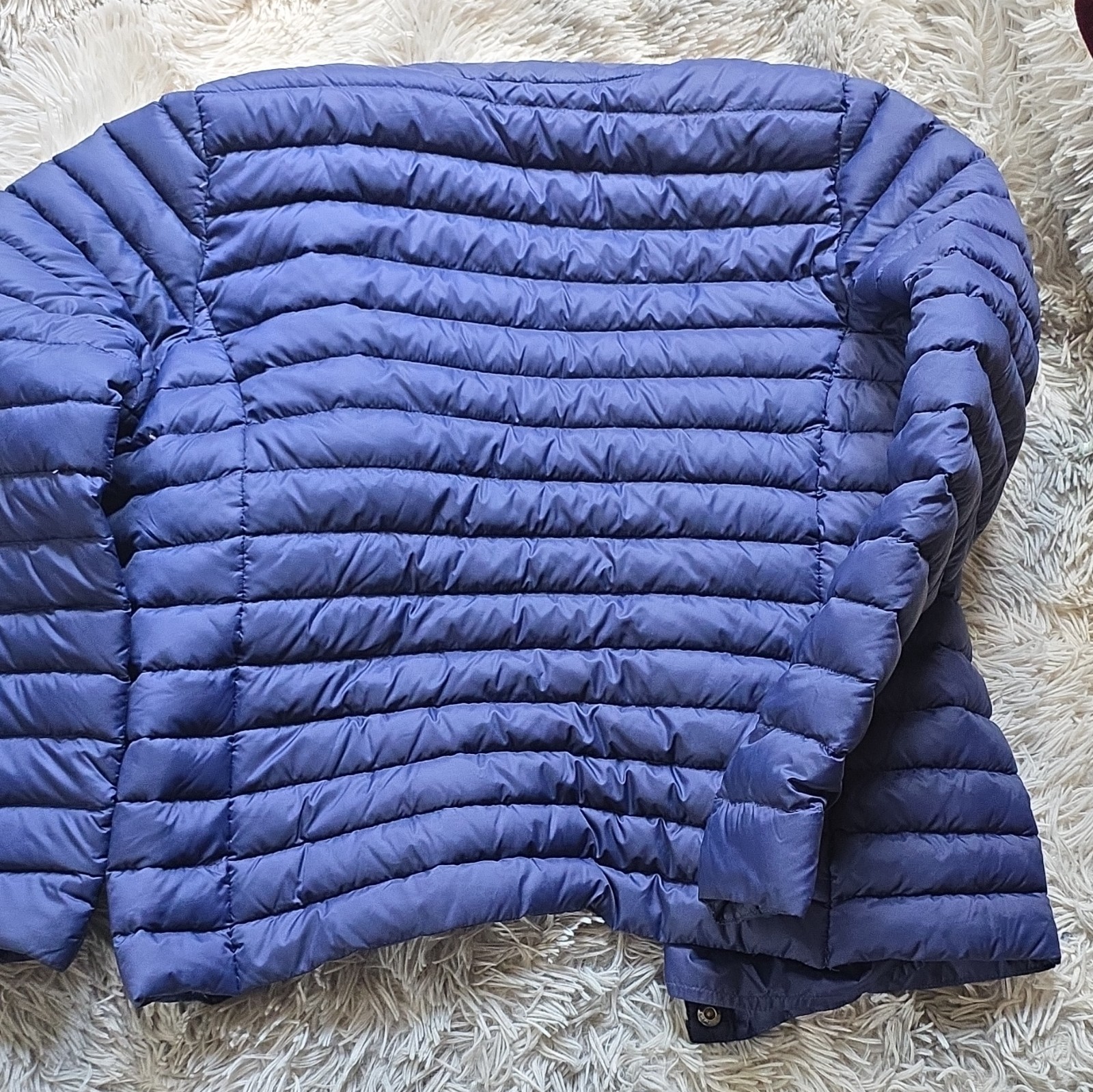 Lands’ End Quilted Puffer Jacket Women’s Navy Blue Snap Full Zip Outdoor – Small