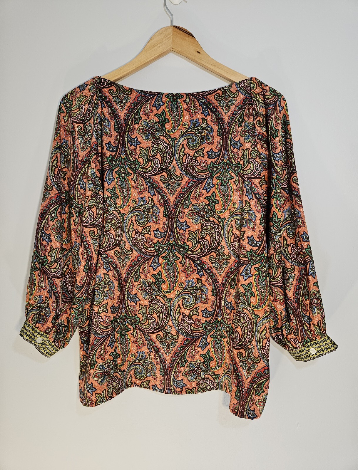 LOFT Womens Blouse Petite Medium Paisley Ballon Sleeves Satin