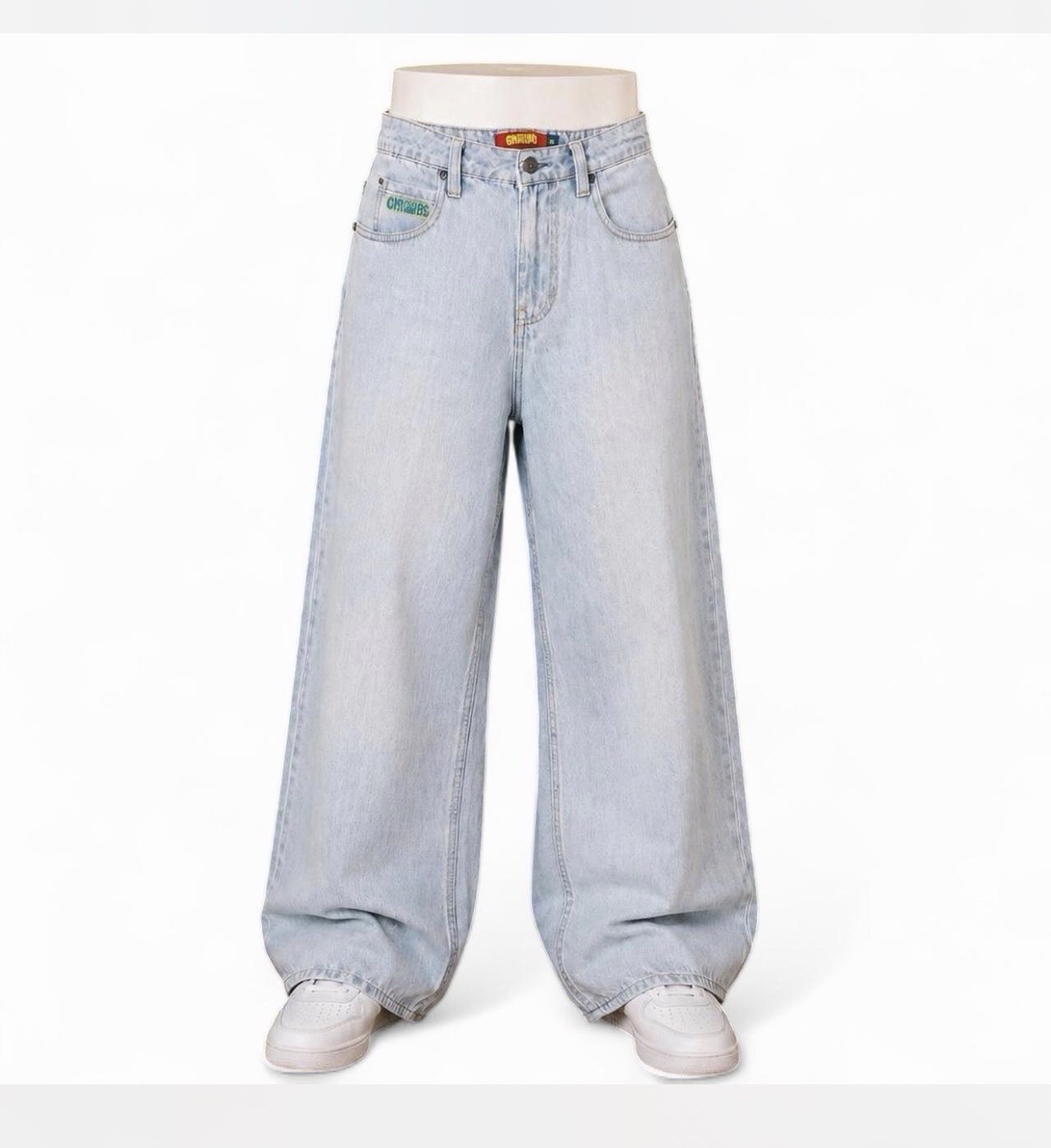Empyre Men’s Light Wash Blue Denim Wide-Leg Relaxed 5-Pocket Jeans Size 28