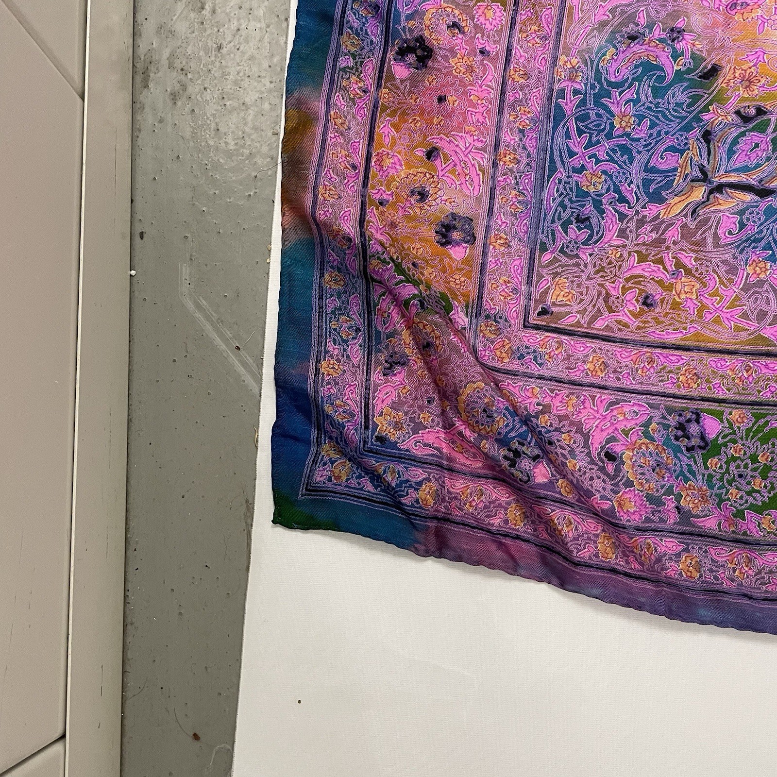 VTG 90s Tie-Dye Psychedelic 42” X 42” Silk Scarf Hippie Floral Grateful Dead