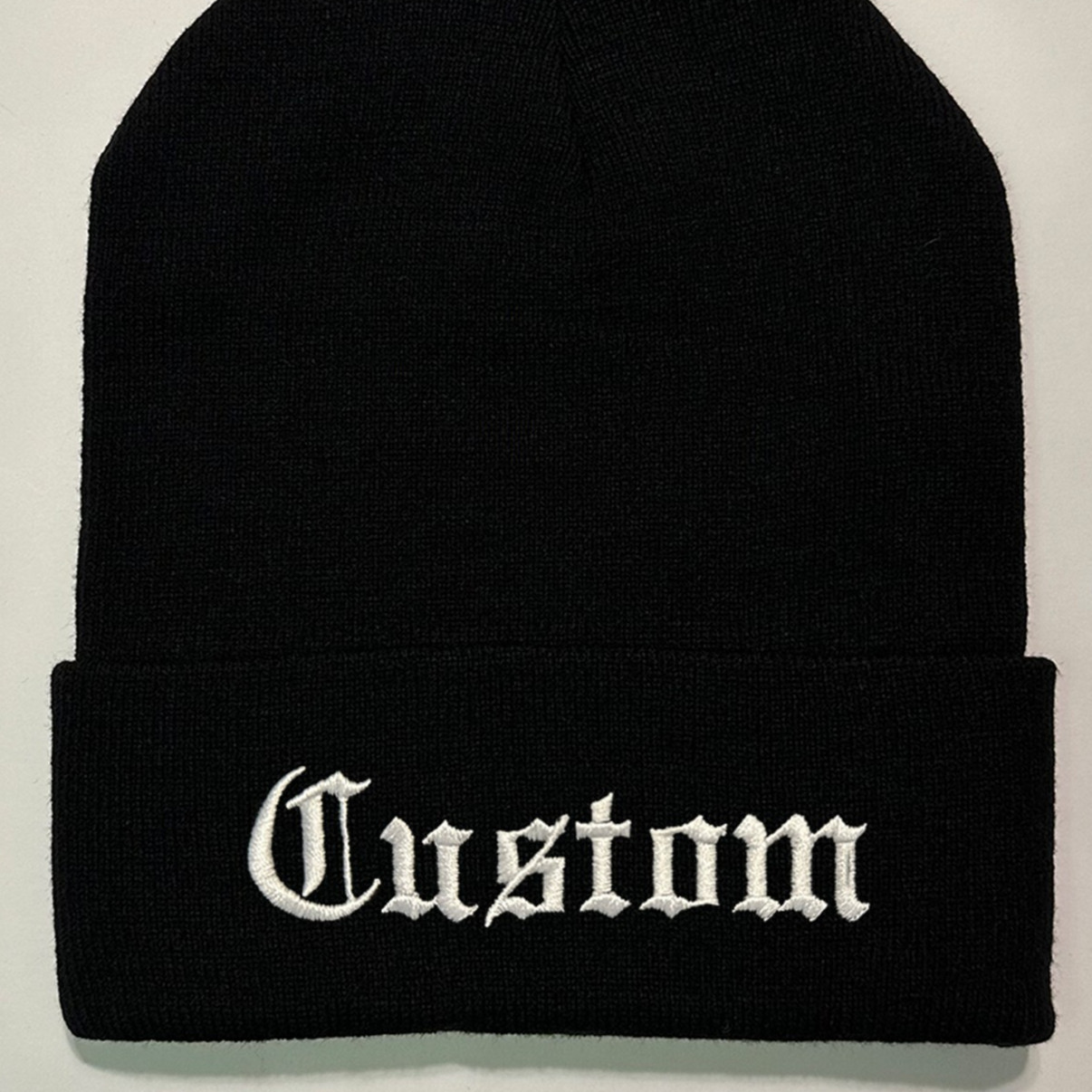 Custom Last Name Embroidered Beanie Text in old English Stitched Your Last Name