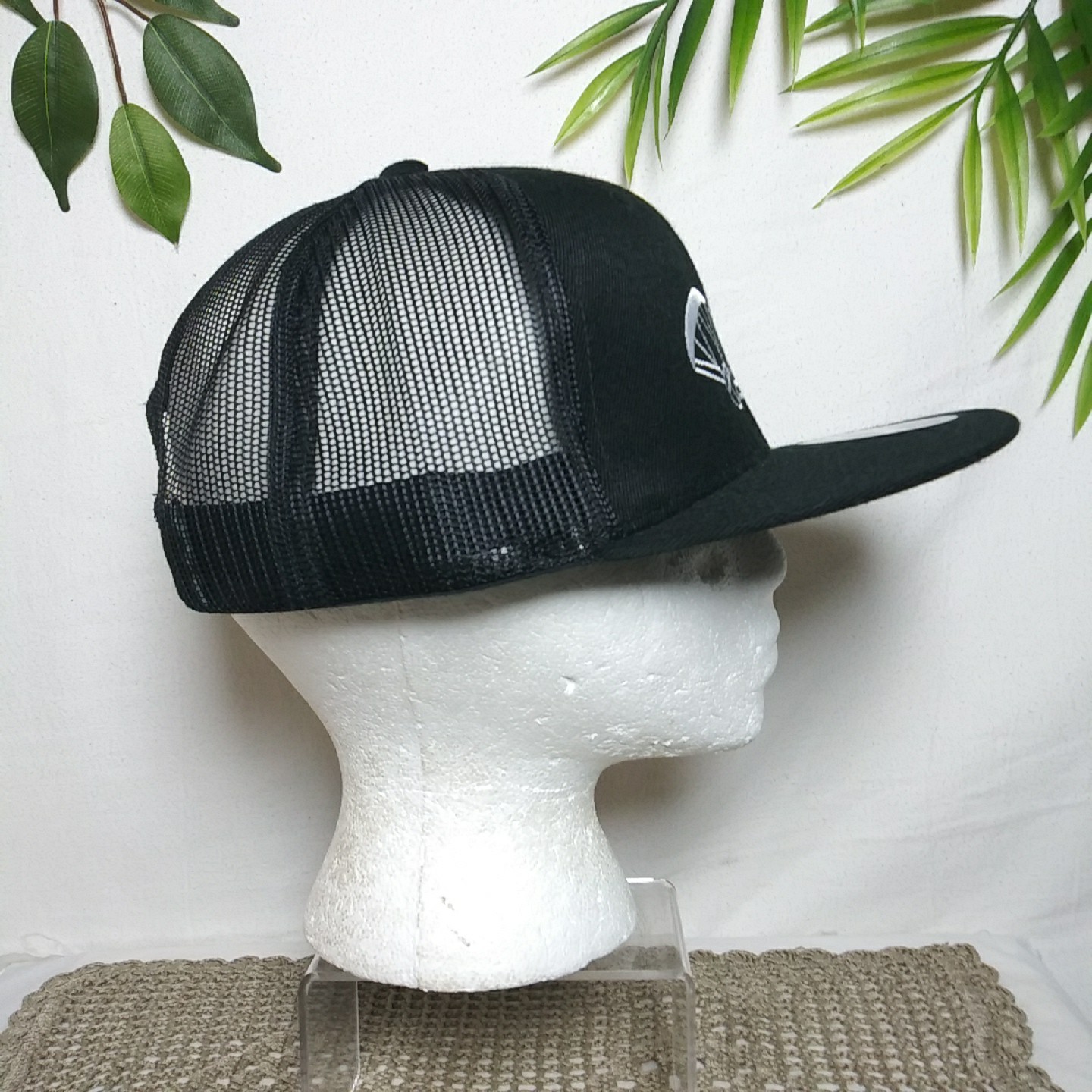 Decky Snapback Hat Patriot Paramotor Mesh Back Black Flat Bill