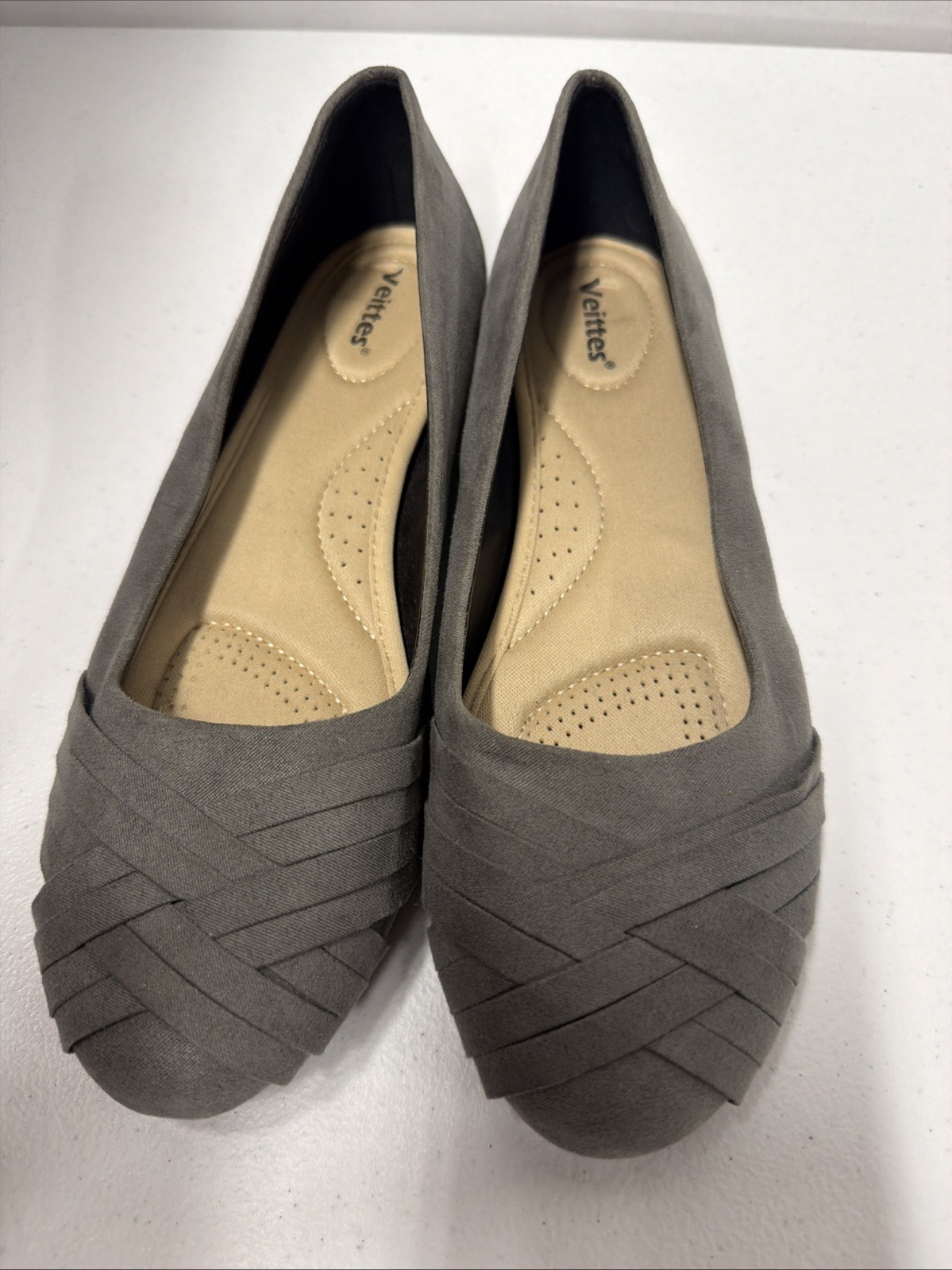 Veittes Women’s Size 8 Round Toe Ballet Flats Gray New