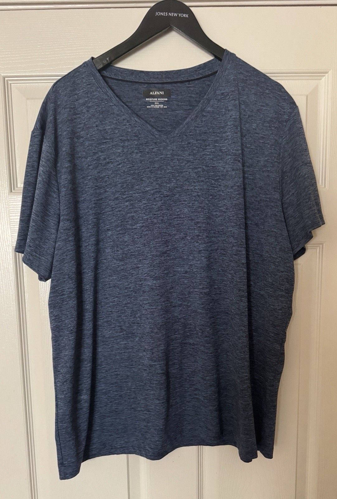Alfani Mens XXL 2XL T-Shirt Short Sleeve V-Neck Dark Blue Polyester