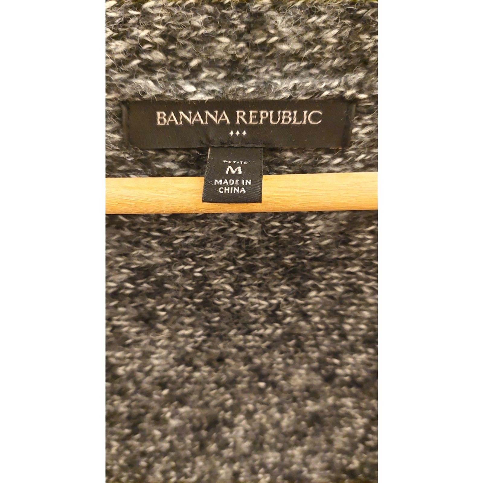 Banana Republic Petite M Open Front Draped Cardigan Gray Striped Sweater
