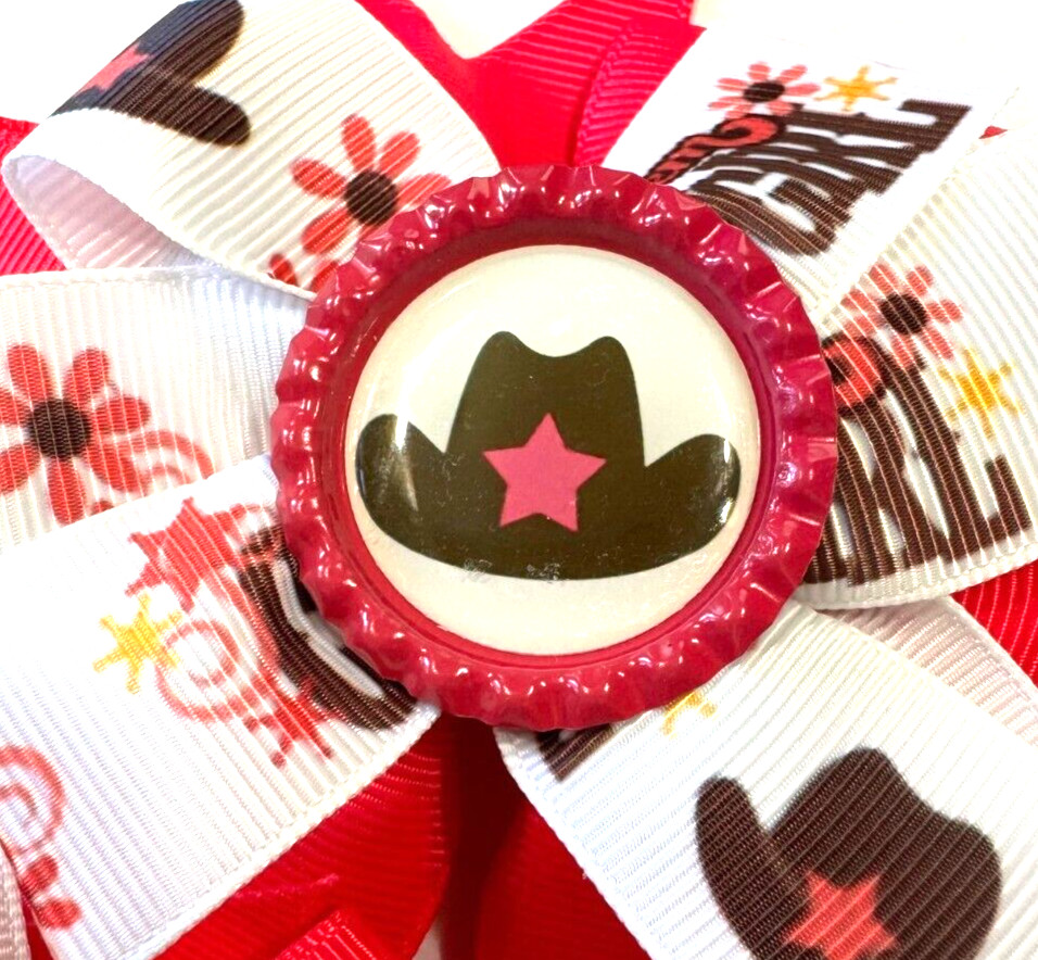 Beautiful Ride’um Cowgirl inspired pigtail hair bows for girls.