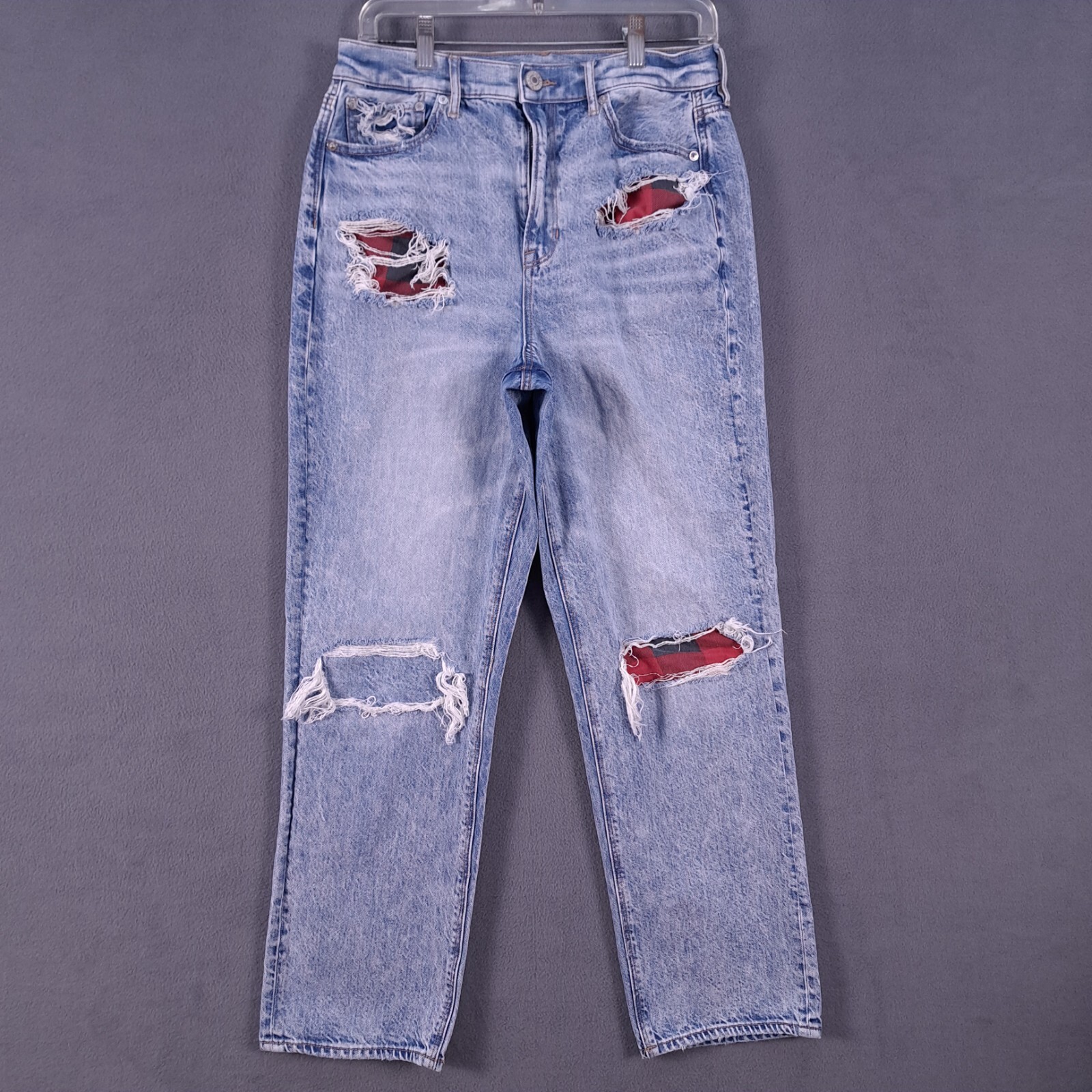 American Eagle Jeans Womens 10 Blue Denim Highest Rise 90s Boyfriend Distressed