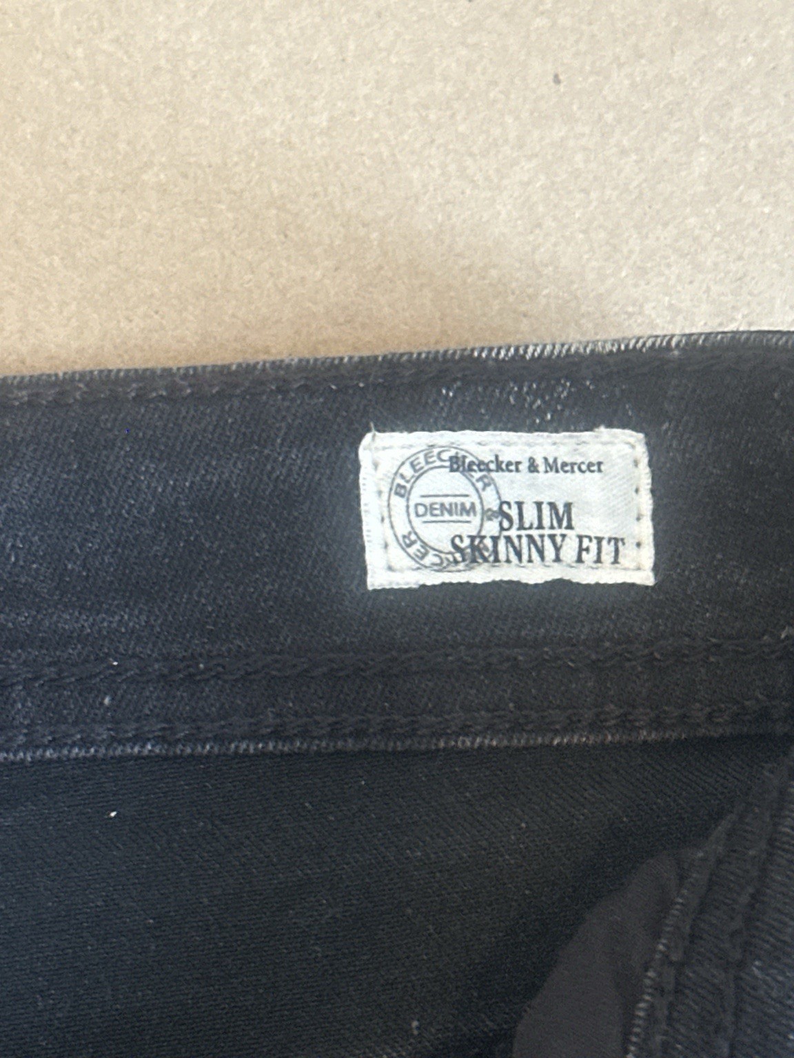 Bleecker & Mercer Men’s Slim Skinny Black Dark Wash Distressed Denim Jeans