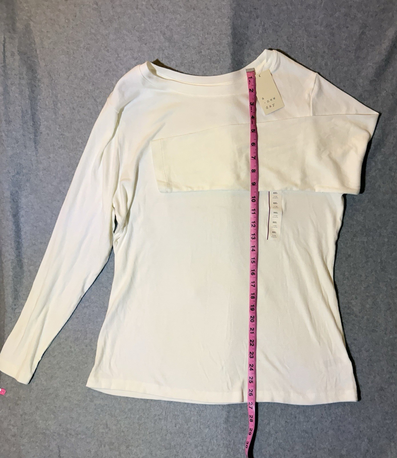 A New Day Women’s Regular XXL White Solid Boat Neck Long Sleeve Top