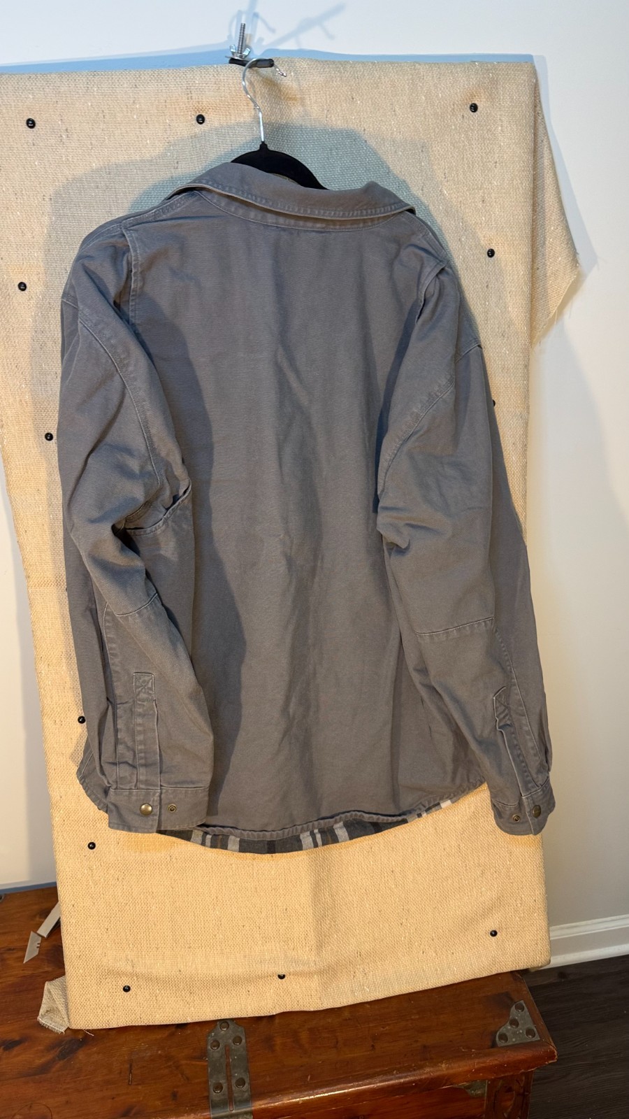 Carhartt Men’s XL Relaxed Fit Brown Lined Shacket Button & Snap Logo Accents