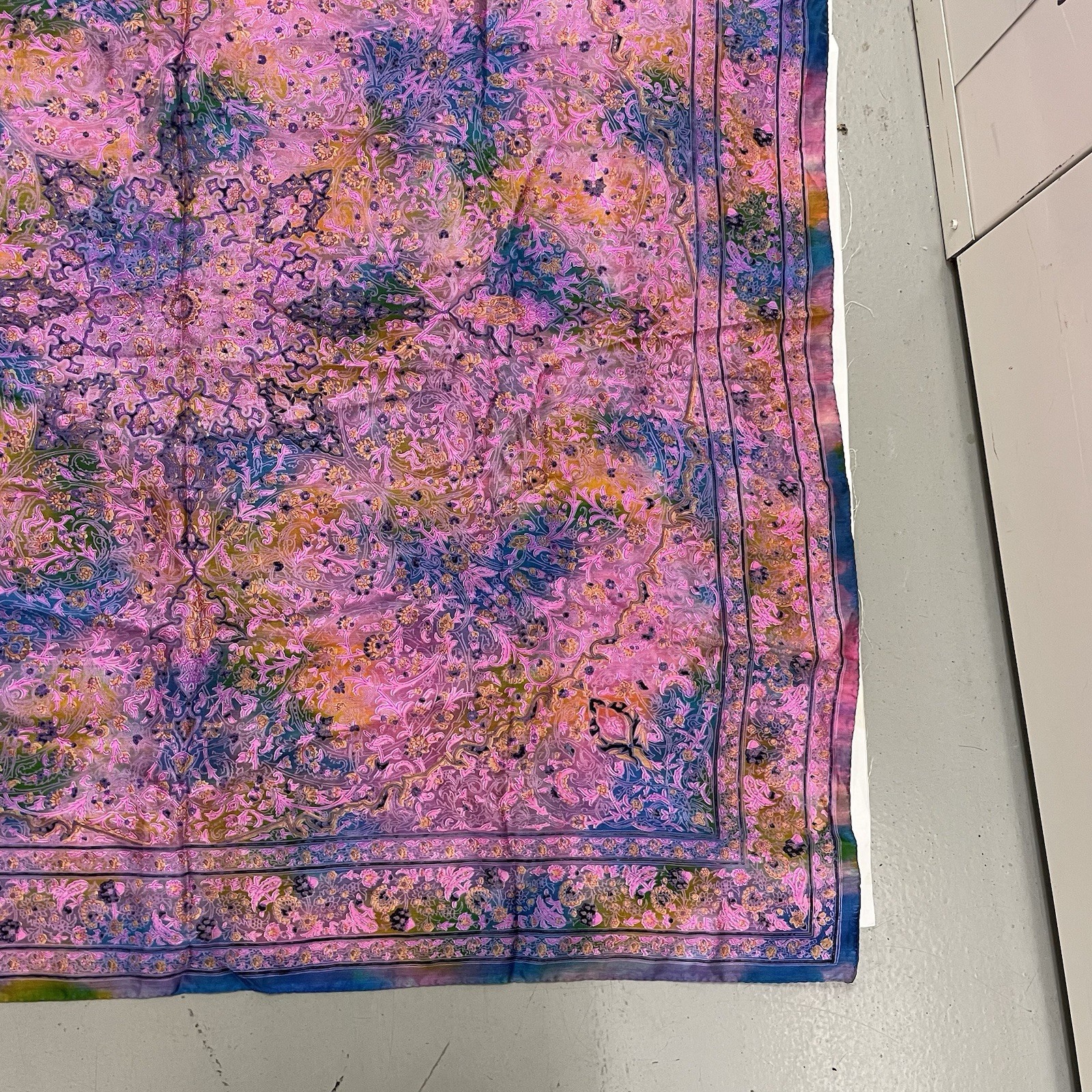 VTG 90s Tie-Dye Psychedelic 42” X 42” Silk Scarf Hippie Floral Grateful Dead