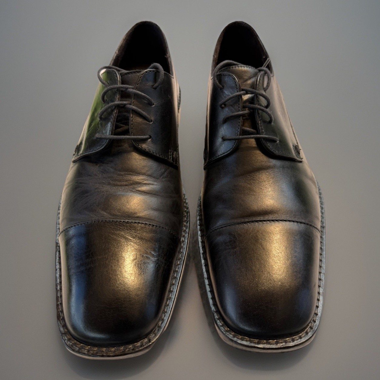 Johnston & Murphy Melton Black Leather Cap Toe Derby Dress Shoes Men’s Size 9.5