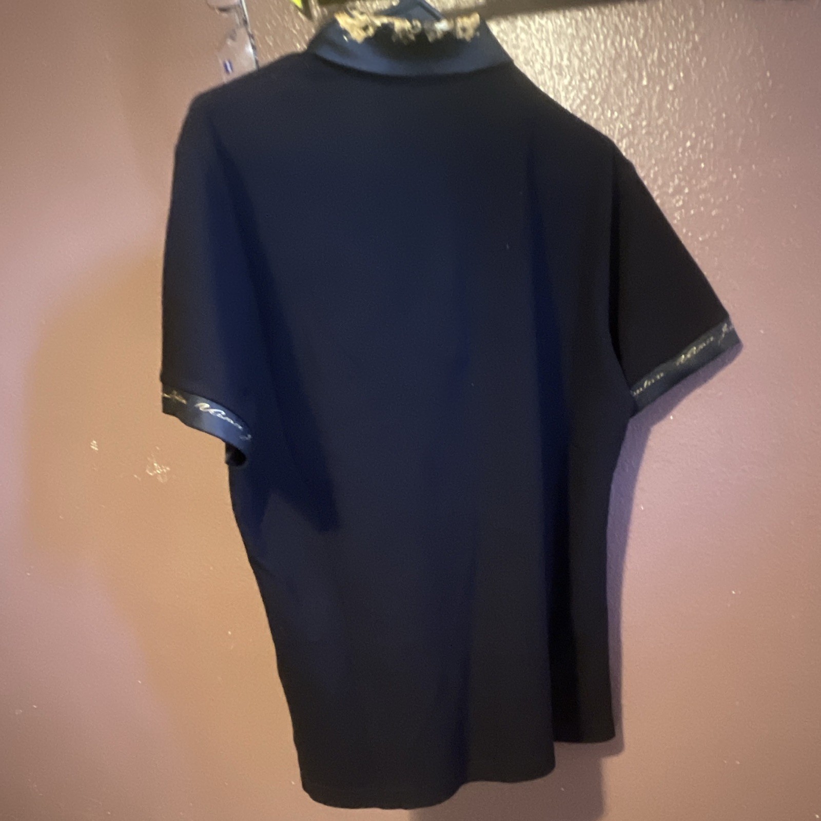 Versace Jeans Couture Men’s Black Short Sleeve Polo Gold Baroque Collar M