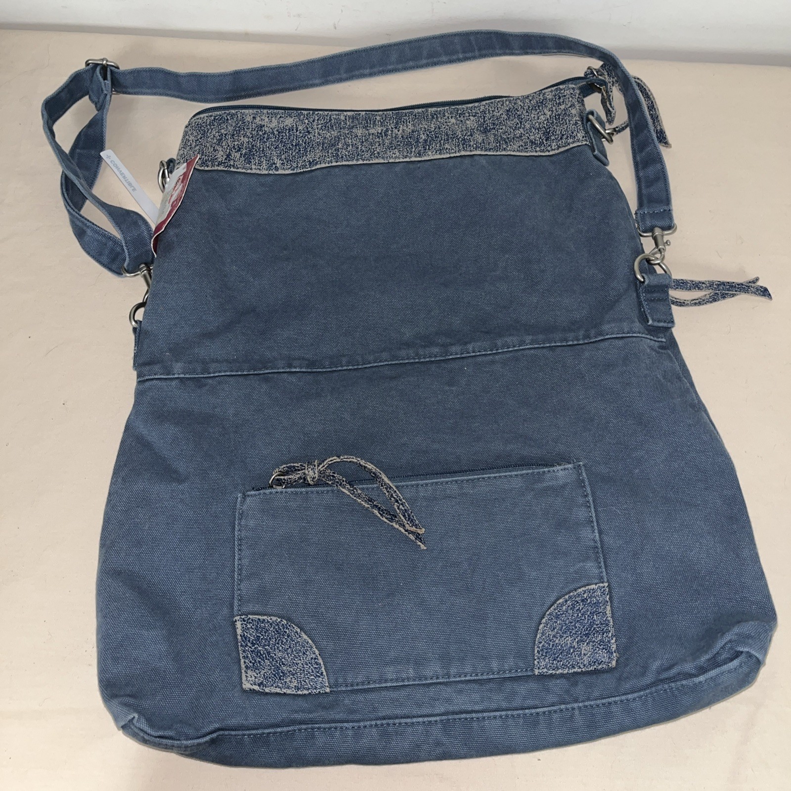 Xhilaration Denim Canvas Blue Large or crossbody pockets Convertible NWT