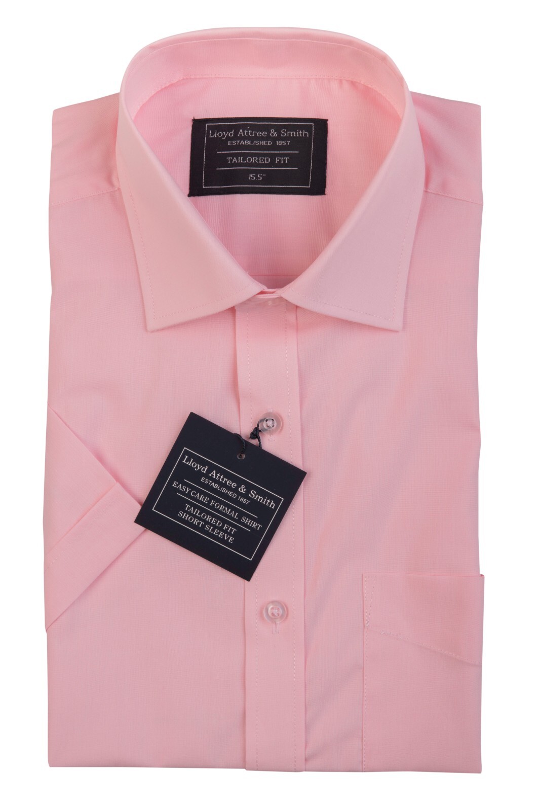 Mens Pink Short Sleeve Shirt Tailored Fit Casual Formal Wedding Summer Easy Care