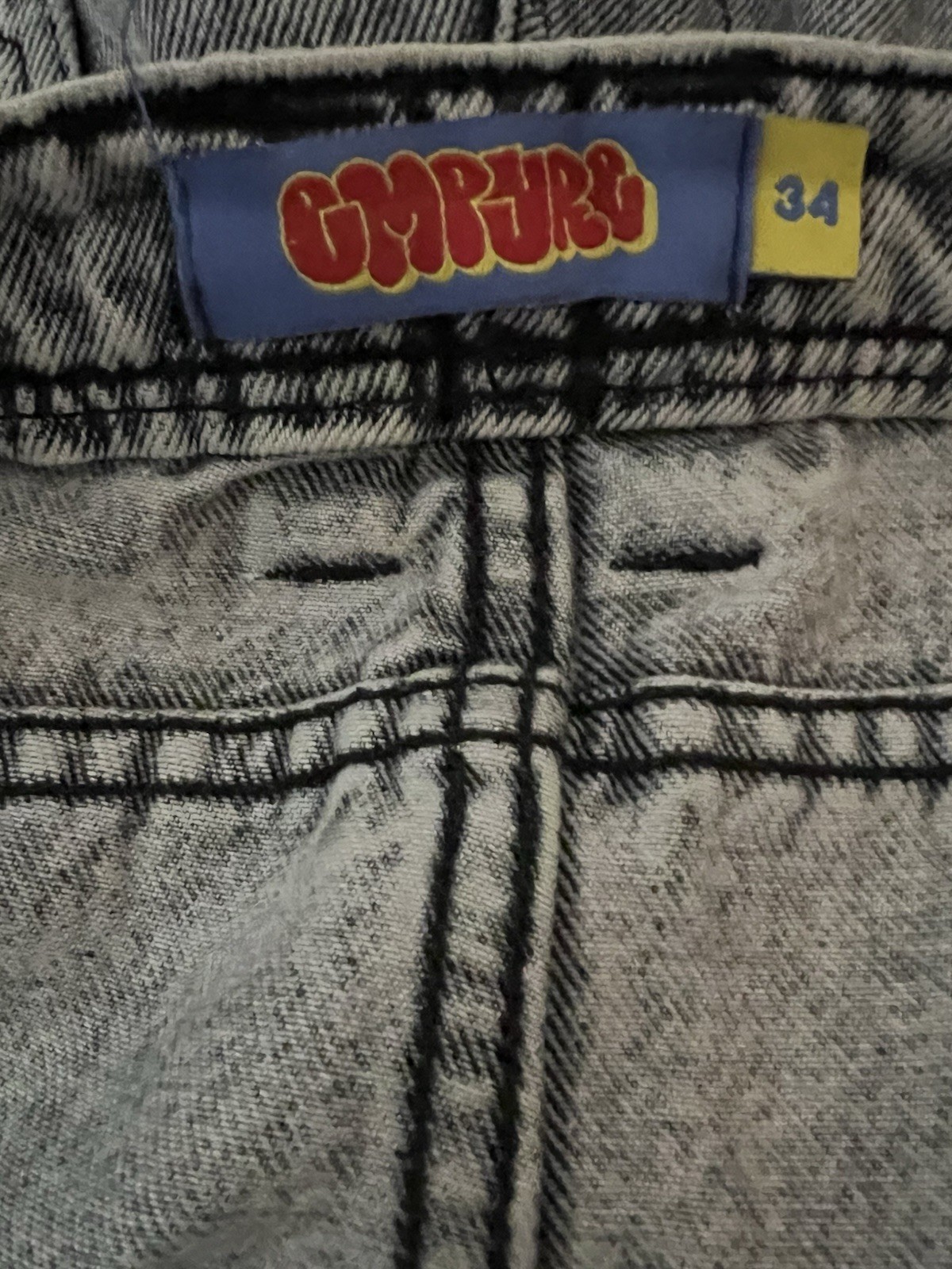 Empyre Men’s Gray Acid Wash Straight loose y2k Cotton Denim Jeans Mid Rise 34×30