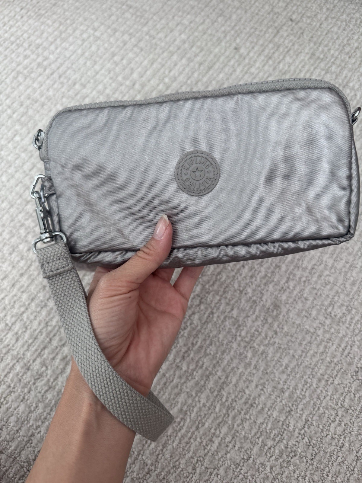 Kipling Silver Metallic Wristlet Wallet