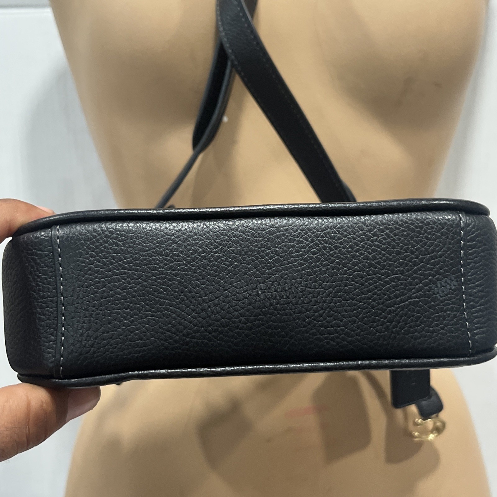 COACH Black Pebbled Leather Chaise 19 Small Crossbody Bag CC390