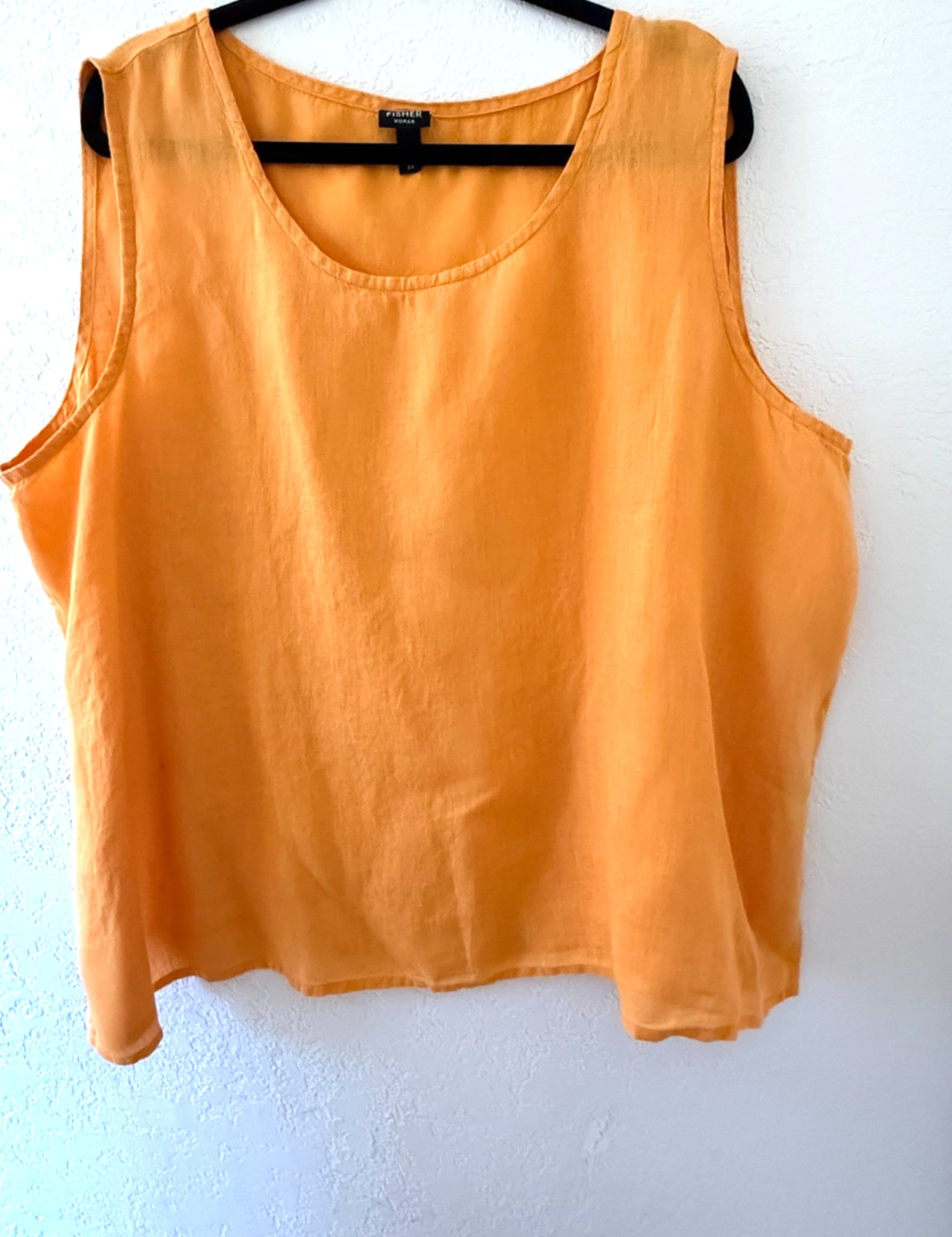 EILEEN FISHER TANGERINE IRISH LINEN TANK TOP SIZE 2X EUC