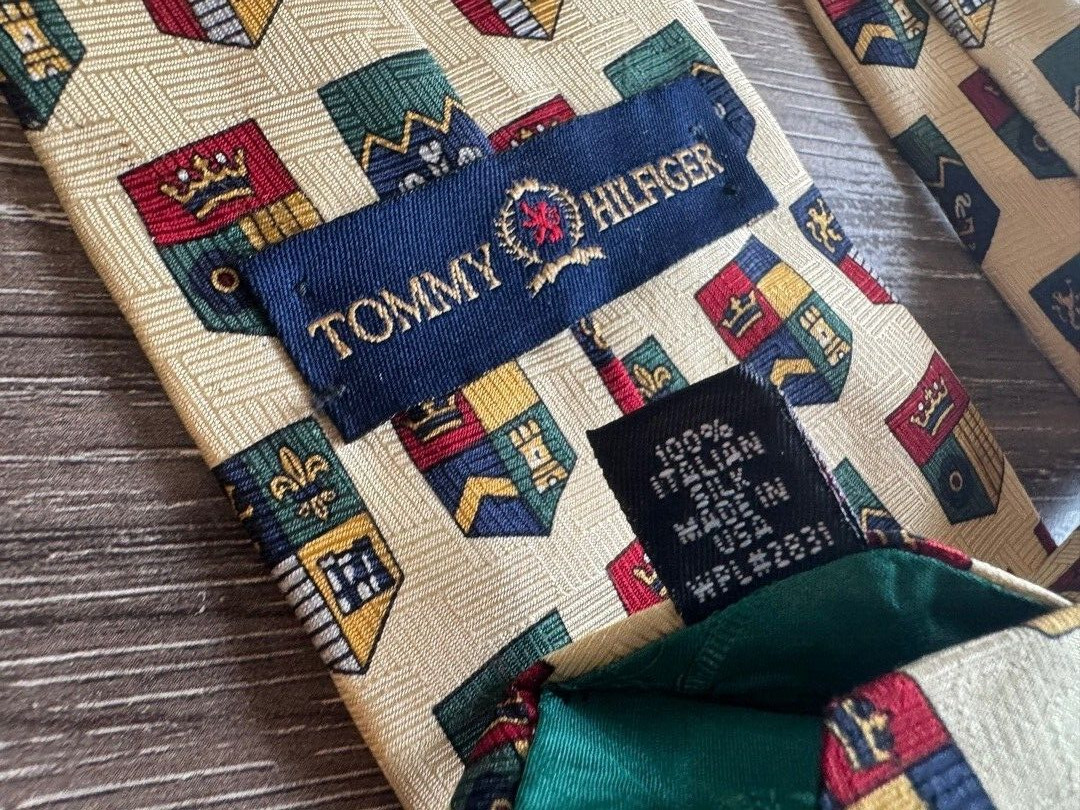 Vintage Tommy Hilfiger Shield Emblem Imported 100% Italian Silk Men’s Necktie