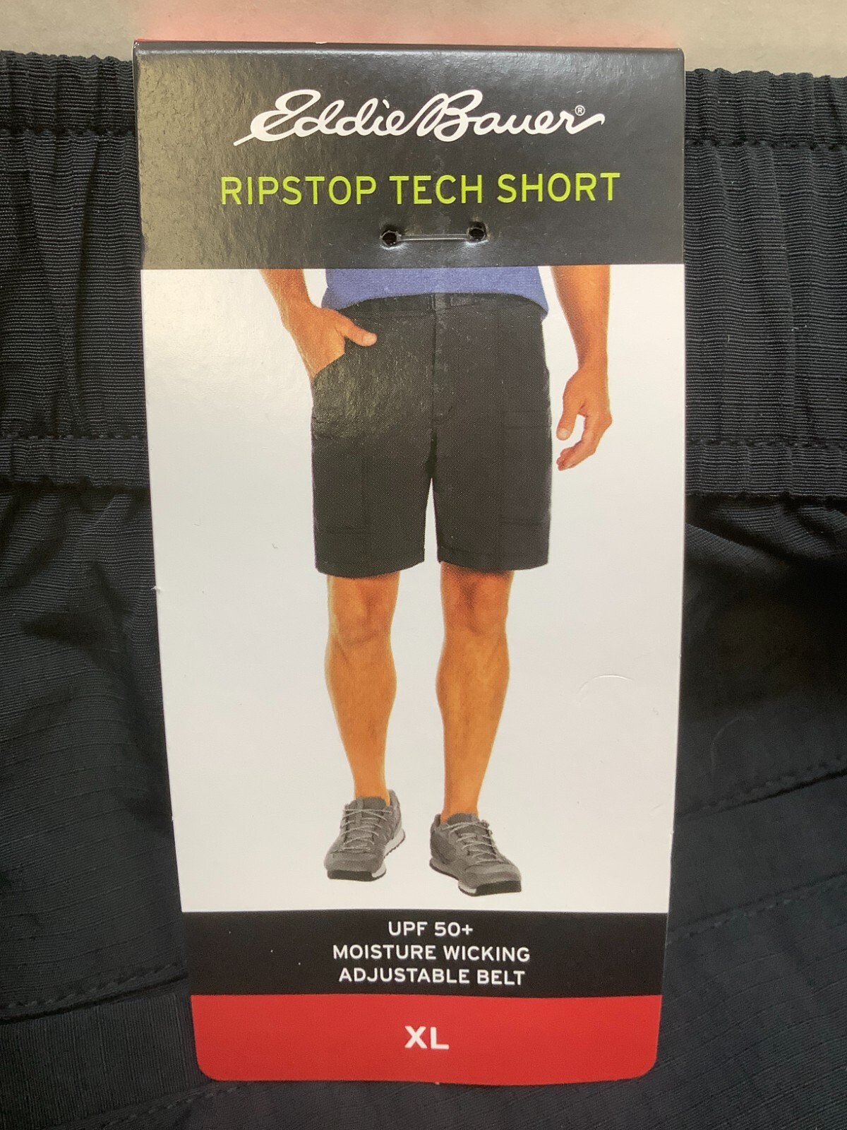 Eddie Bauer Men’s Ripstop Tech Pull On Short, XL, Black, Free Shipping!!!