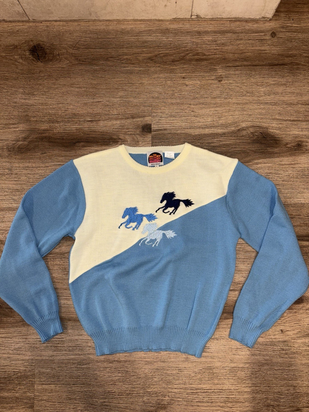 Vintage 70s Miller Miller Miller horse sweater Size L #retro #knitwear