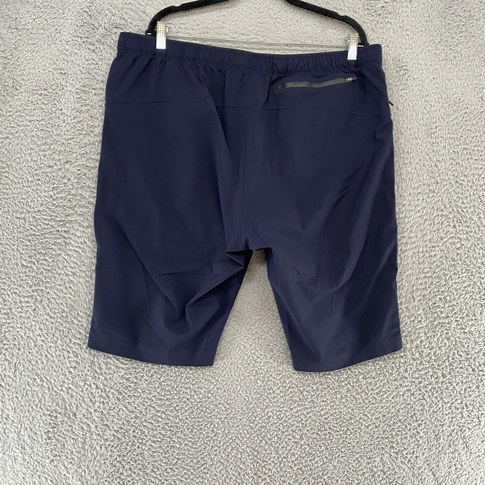 Paskho Shorts Mens XL Navy Blue Tech Stretch Zip Pockets Elastic Waist Drawcord