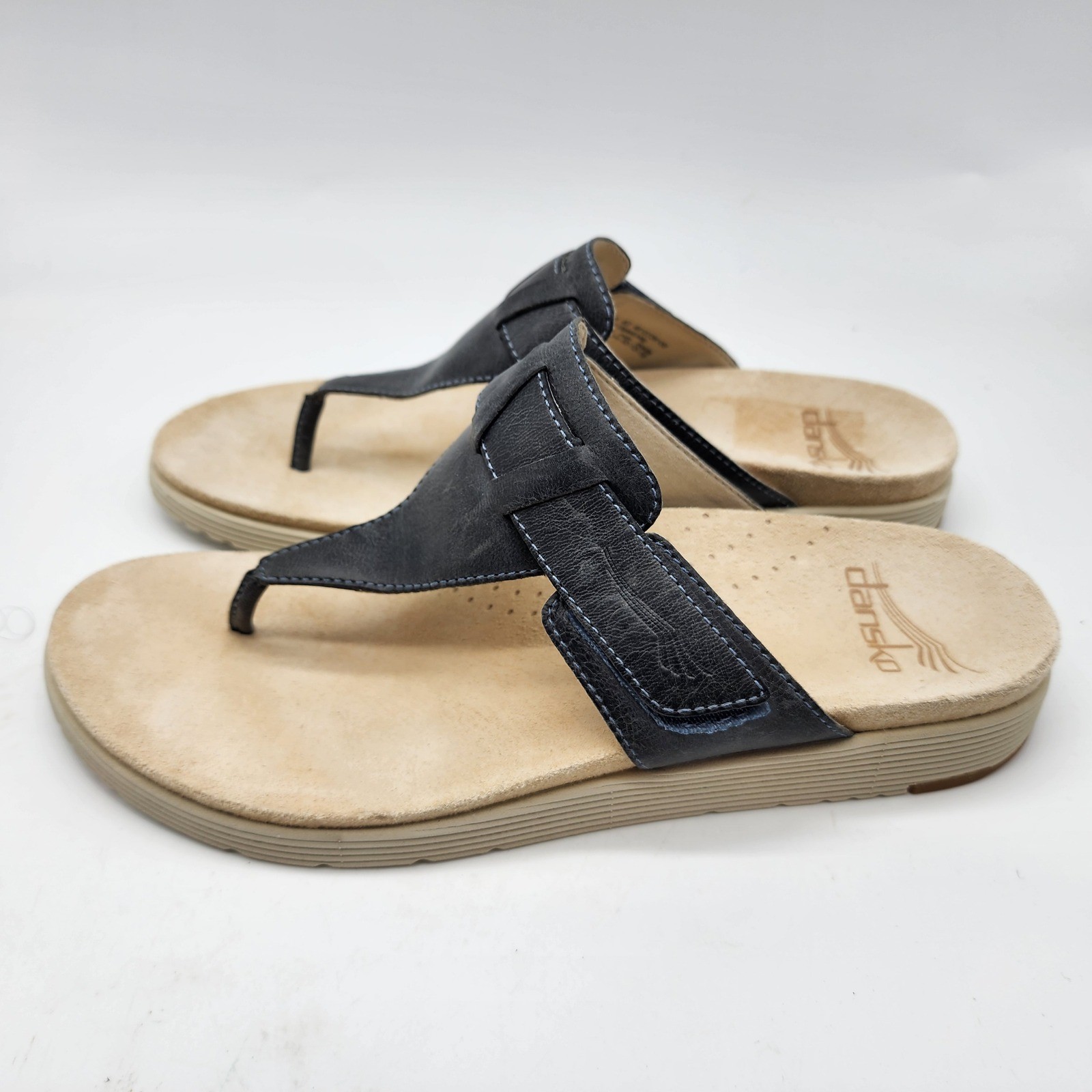 Dansko Cece Thong Sandals Womens 40 US 9.5-10 Blue Leather Comfort Orthotic