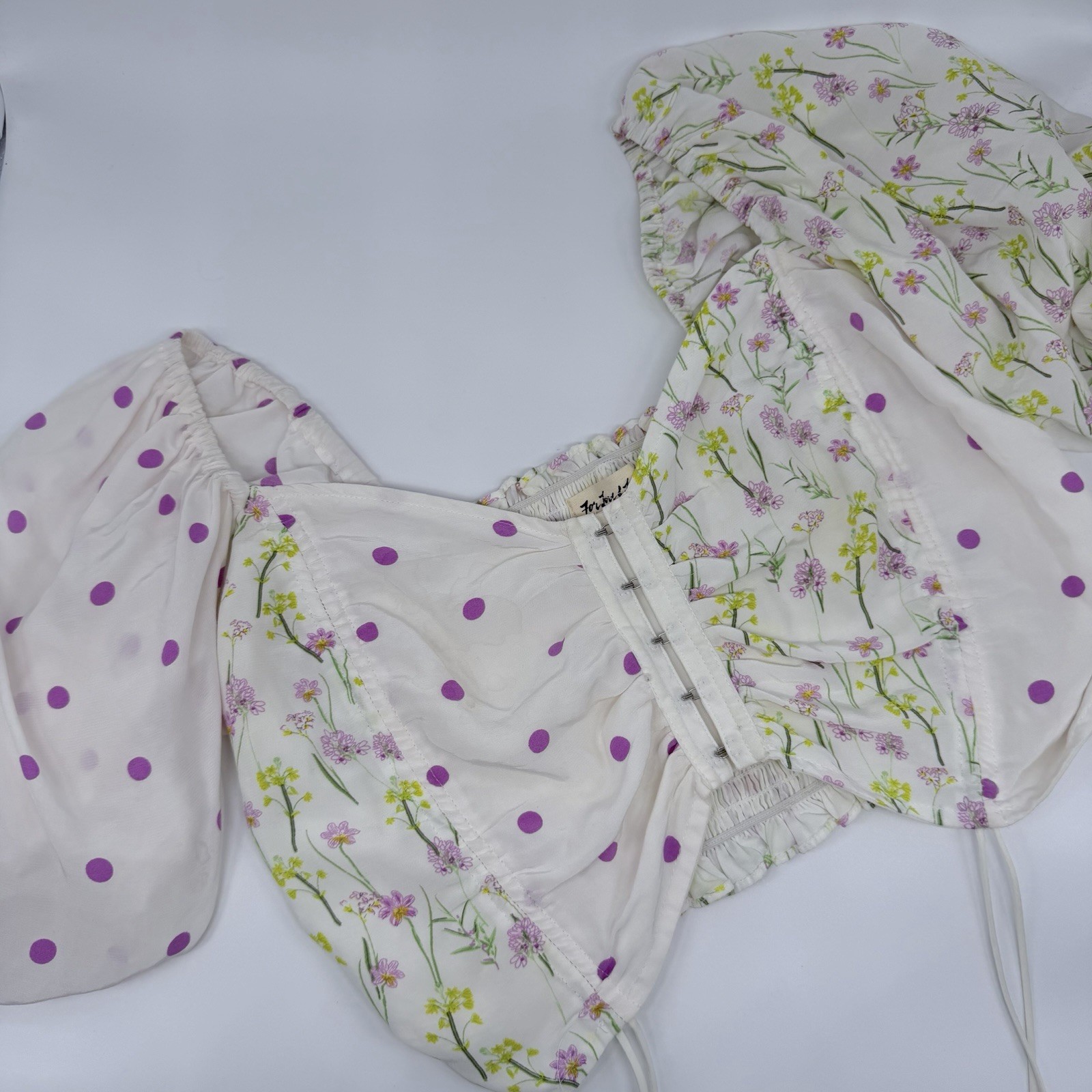 For Love & Lemons Strudel Floral Cropped Blouse Coquette Cottagecore S