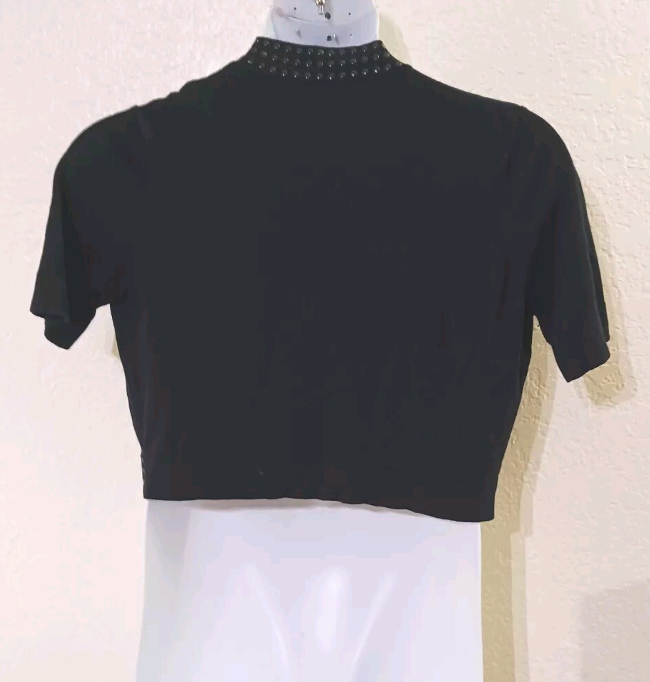 BAY STUDIO*Black Open Sweater Shrug*Size XL*Short slv*Shiny Stud* Round Bottom