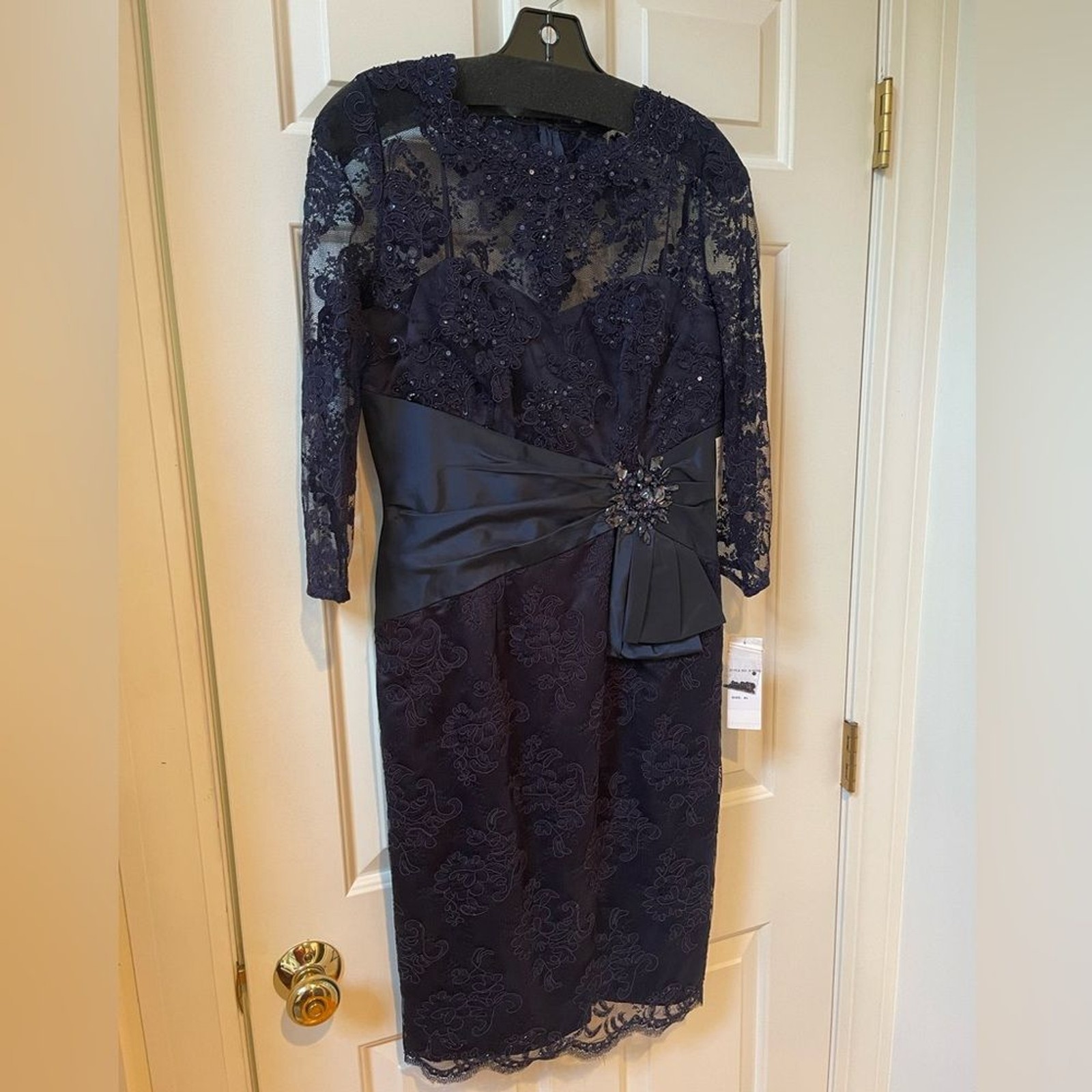 Teri Jon by Rickie Freeman Navy Cocktail Wedding Dress Size 6
