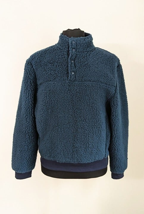 M.Singer Men’s Navy Mock Neck 1/4 Placket Fleece Pullover Size L (MSRP $165)